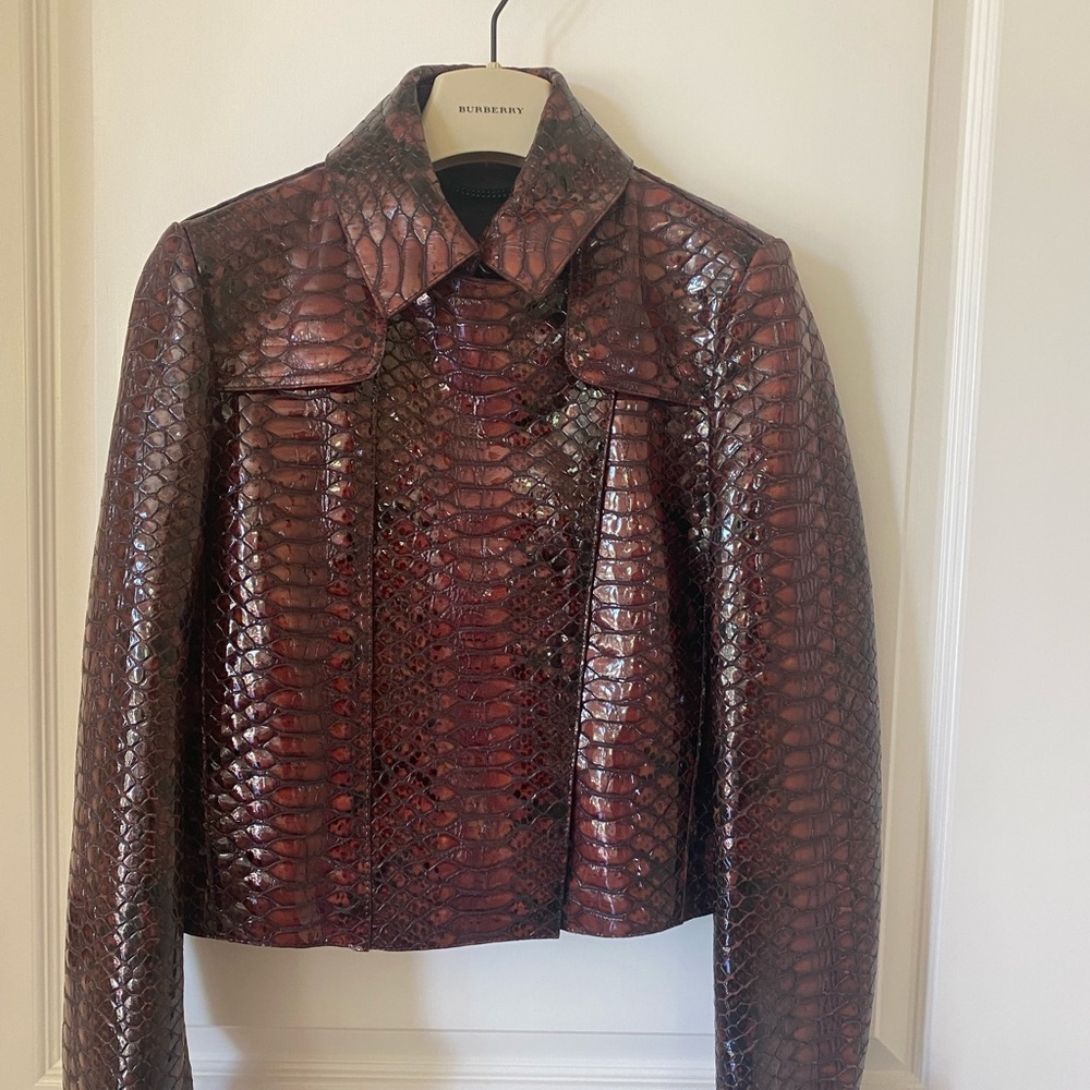 Burberry Prorsum Oxblood Python Print Leather Jacket